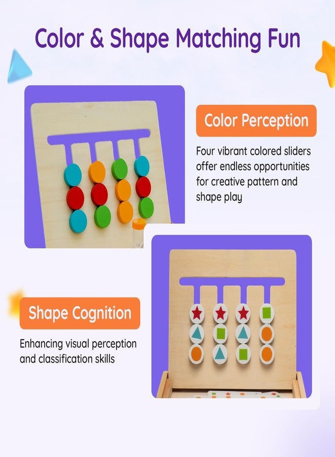 Tinker Box TinkerBox Color and Pattern Sliding Puzzle Game | Educational Wooden Toy for Kids | Color & Shape Matching Brain Teaser for Ages 3-7 | Preschool Learning Toy for Boys & Girls - Image 3