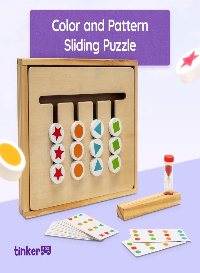 Tinker Box TinkerBox Color and Pattern Sliding Puzzle Game | Educational Wooden Toy for Kids | Color & Shape Matching Brain Teaser for Ages 3-7 | Preschool Learning Toy for Boys & Girls - Image 2