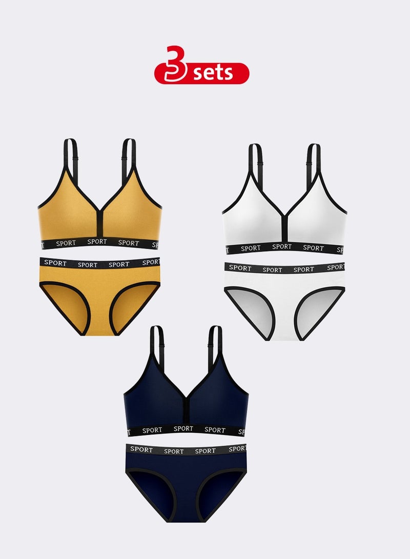 Set of 3 Bikini Sets in White, Yellow, and Navy Blue - Image 1