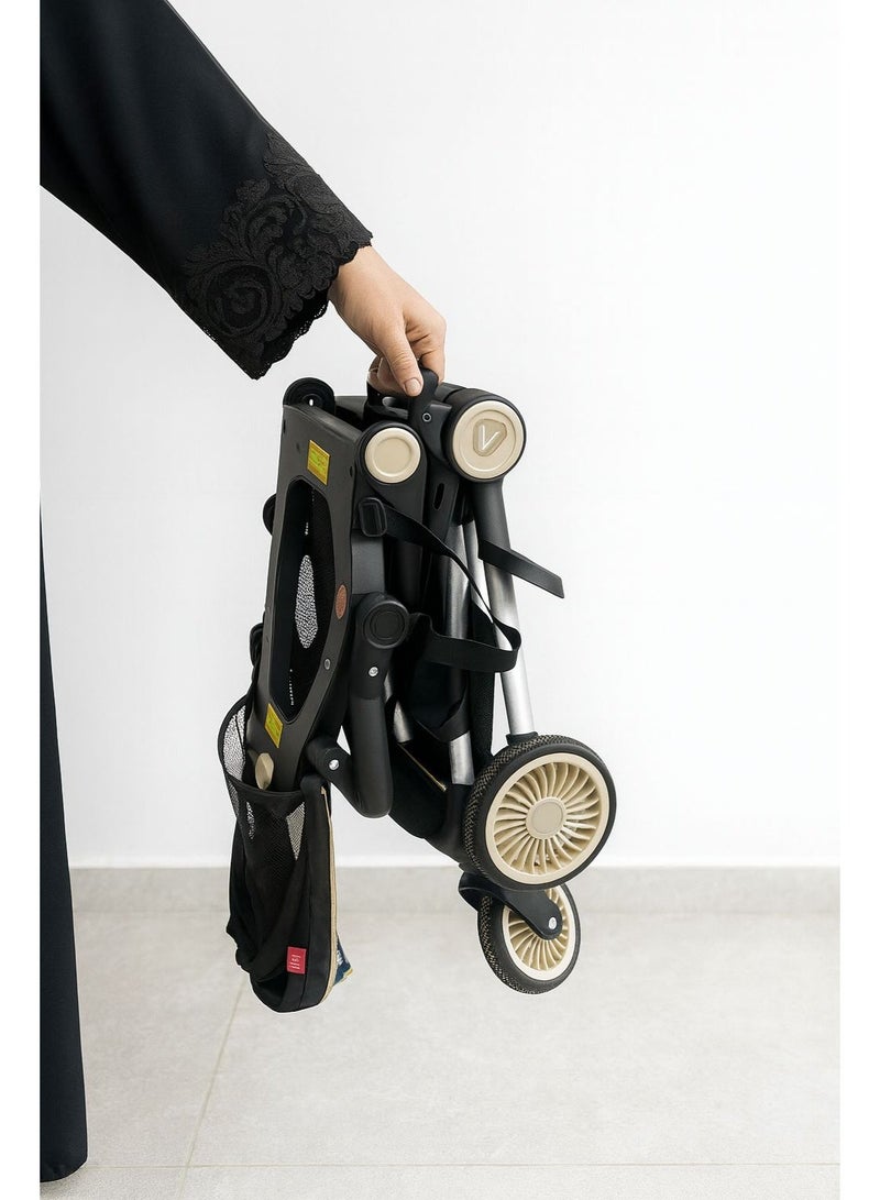 ضحكة  عربة أطفال فاخرة 3 في 1 - خفيفة الوزن، مقعد بوجهين، قابلة للطي بيد واحدة - نظام سفر للمواليد والأطفال - Image 4