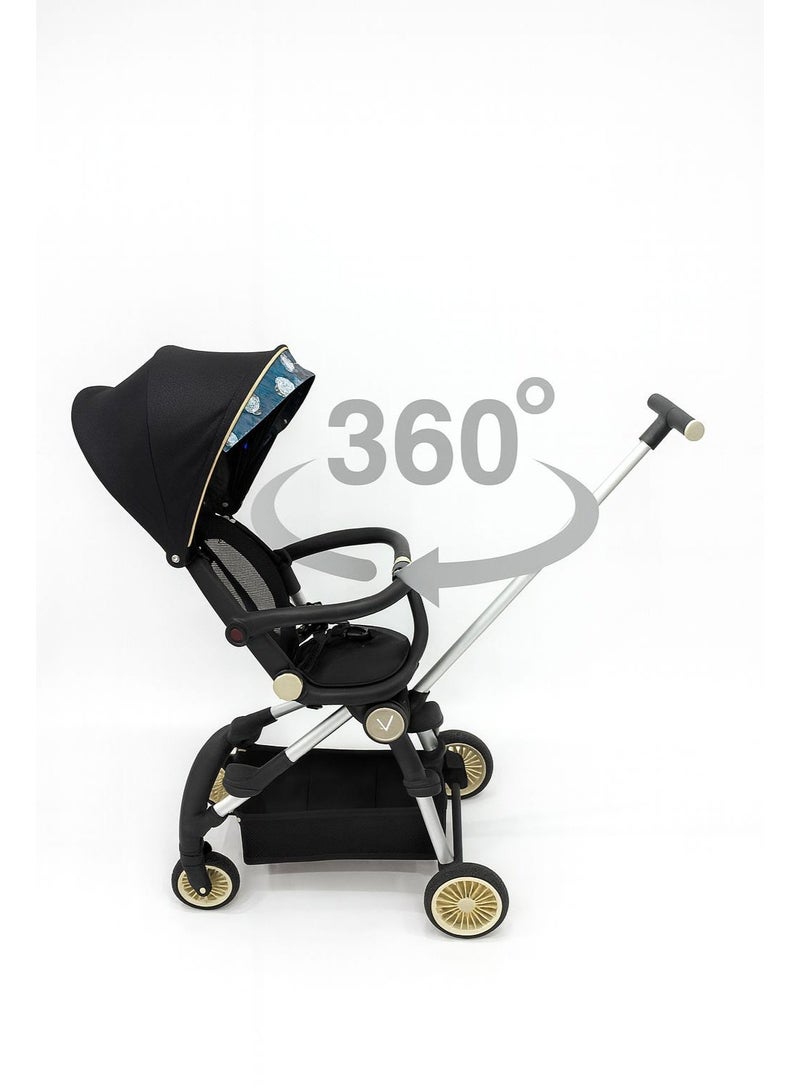 ضحكة  عربة أطفال فاخرة 3 في 1 - خفيفة الوزن، مقعد بوجهين، قابلة للطي بيد واحدة - نظام سفر للمواليد والأطفال - Image 5