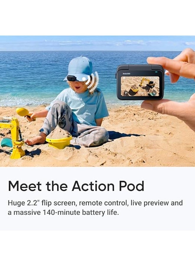 انستا 360 كاميرا أكشن صغيرة GO 3S باللون الأسود منتصف الليل (128GB) | مقاومة للماء حتى 10 أمتار، فيديو بدقة 4K بزاوية واسعة، شاشة لمسية قابلة للطي بحجم 2.2 بوصة مع وحدة أكشن، تثبيت تلقائي، مع خاصية العثور على أبل، قلادة مغناطيسية، مشبك - Image 5