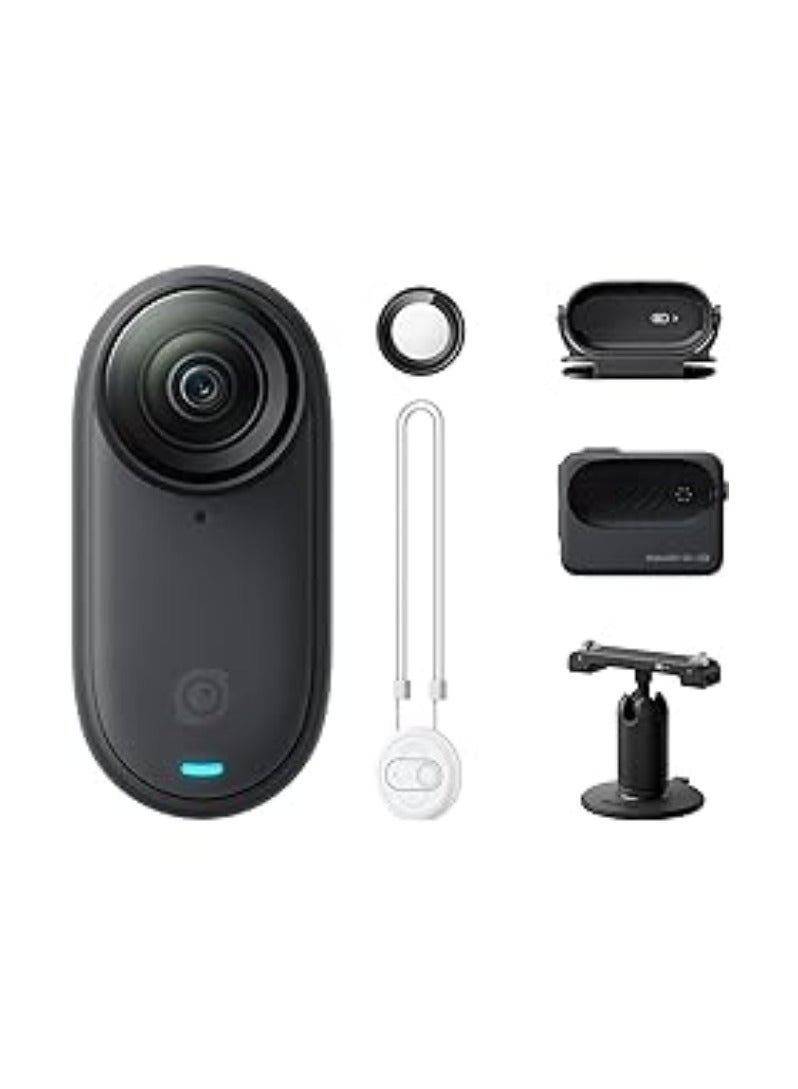 انستا 360 كاميرا أكشن صغيرة GO 3S باللون الأسود منتصف الليل (128GB) | مقاومة للماء حتى 10 أمتار، فيديو بدقة 4K بزاوية واسعة، شاشة لمسية قابلة للطي بحجم 2.2 بوصة مع وحدة أكشن، تثبيت تلقائي، مع خاصية العثور على أبل، قلادة مغناطيسية، مشبك - Image 2