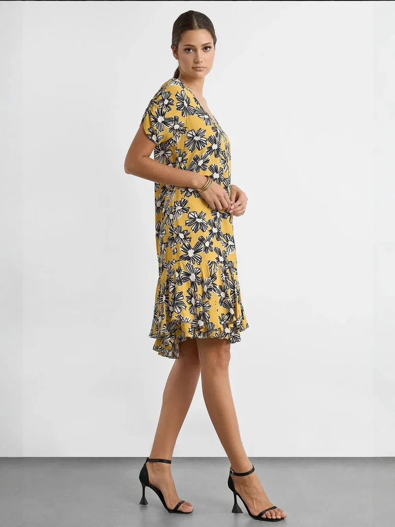 HICCUP Short Sleeve Printed Mini Dress