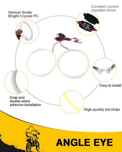 Qasim 1-Pair White 120MM 93SMD COB LED Halo Ring Angel Eyes DRL Led Fog light Warning Light with lampshade Cover 12V 24V - Image 3