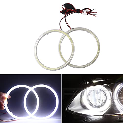 Qasim 1-Pair White 120MM 93SMD COB LED Halo Ring Angel Eyes DRL Led Fog light Warning Light with lampshade Cover 12V 24V - Image 1
