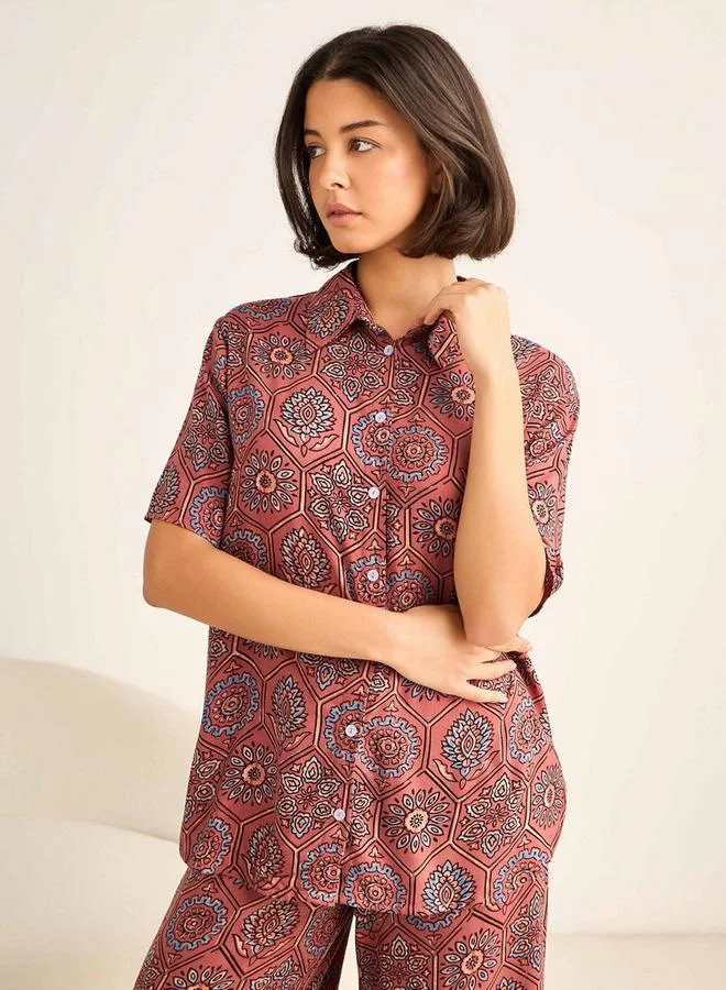 أدريا طقم بيجامة أدارايا قميص بأزرار وسروال