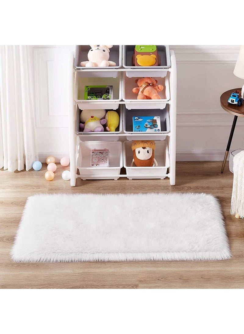 CottonFry CottonFry Faux Sheepskin Fur Area Rugs Round Fur Throw Rug Floor Mat Circular Carpet for Bedroom Soft Circle Kids Play Mat for Nursery White Square 24x24  - Image 1