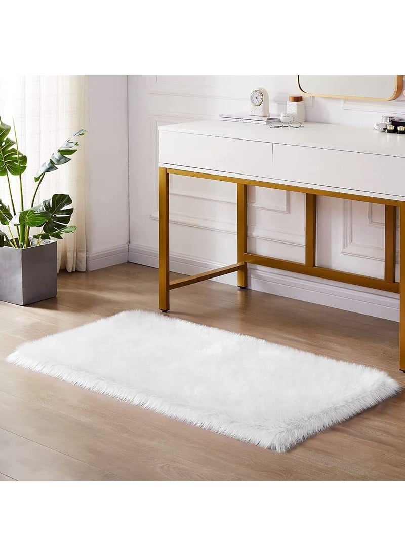 CottonFry CottonFry Faux Sheepskin Fur Area Rugs Round Fur Throw Rug Floor Mat Circular Carpet for Bedroom Soft Circle Kids Play Mat for Nursery White Square 24x24  - Image 2