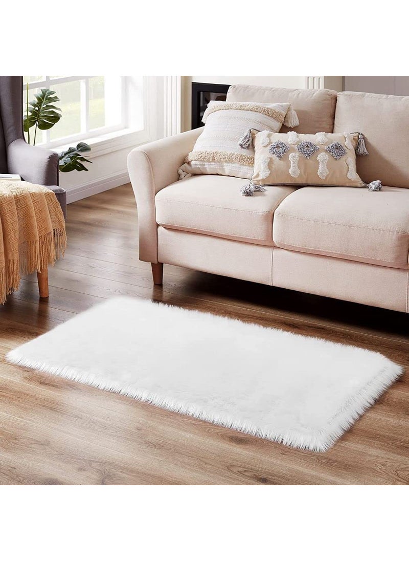 CottonFry CottonFry Faux Sheepskin Fur Area Rugs Round Fur Throw Rug Floor Mat Circular Carpet for Bedroom Soft Circle Kids Play Mat for Nursery White Square 24x24  - Image 4