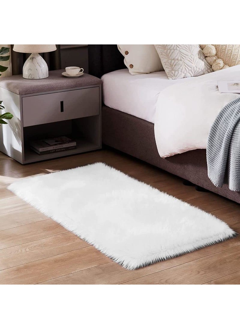 CottonFry CottonFry Faux Sheepskin Fur Area Rugs Round Fur Throw Rug Floor Mat Circular Carpet for Bedroom Soft Circle Kids Play Mat for Nursery White Square 24x24  - Image 5