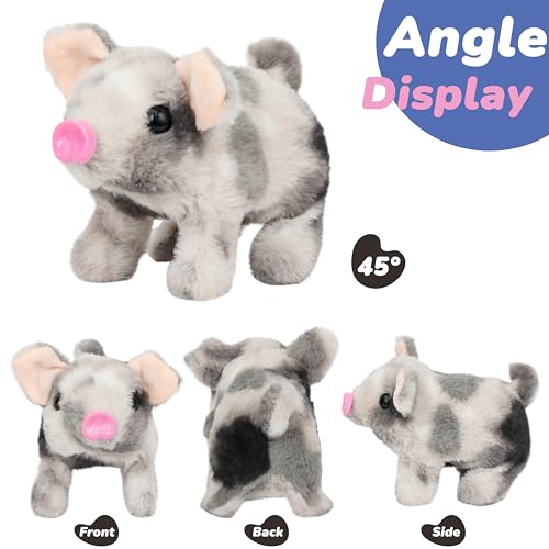 Hopearl Walking Spotted Pig Pet Piggy Interactive Crawling Piglet Electronic Plush Toy Pig Oink Twitch Nose Wag Tail Animated Gifts for Toddlers Birthday 8 - Image 5