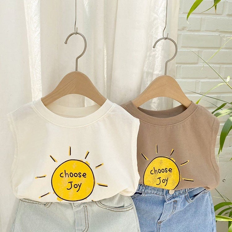 Korean Style Children's Wear Children's Summer Sleeveless T-Shirt Boys and Girls Baby's Summer Thin Breathable Children's Printed Vest - Image 2