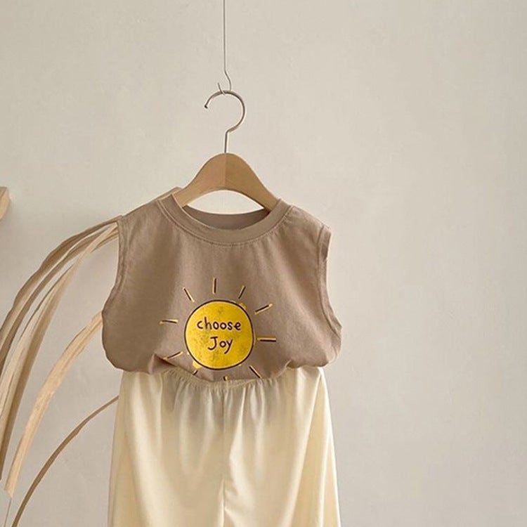 Korean Style Children's Wear Children's Summer Sleeveless T-Shirt Boys and Girls Baby's Summer Thin Breathable Children's Printed Vest - Image 1