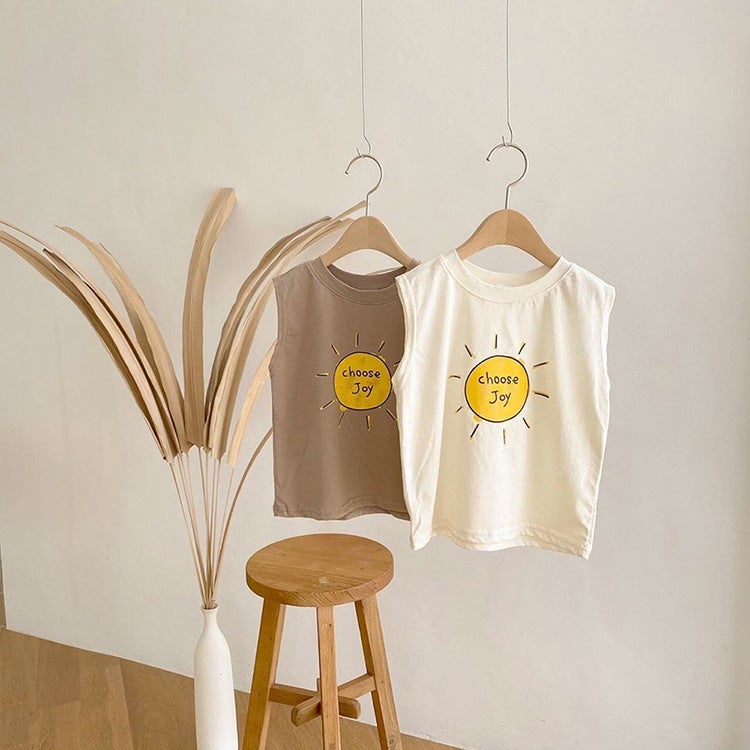 Korean Style Children's Wear Children's Summer Sleeveless T-Shirt Boys and Girls Baby's Summer Thin Breathable Children's Printed Vest - Image 3