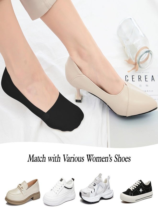 TENNOLA جوارب تينولا النسائية الصيفية الرقيقة غير الظاهرة، 9 أزواج، جوارب داخلية قصيرة من النايلون مانعة للانزلاق، جوارب غير مرئية للأحذية المسطحة واللوفر، متوفرة باللون الأسود والأبيض والبيج، مقاسات من 8 إلى 12 - Image 4