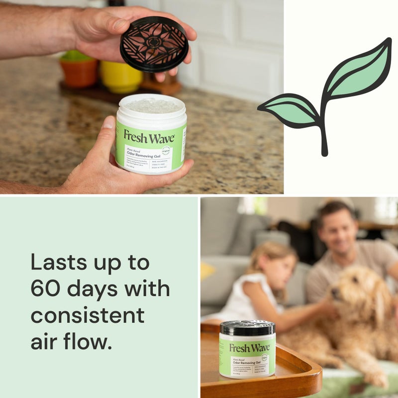 Fresh Wave Odor Removing Gel, 15 oz., Pack of 2 - Odor Absorbers for Home, Safer Odor Relief, Natural Plant-Based Odor Eliminator, Every 15 oz. lasts 30-60 Days, For Cooking, Trash & Pets - Image 3