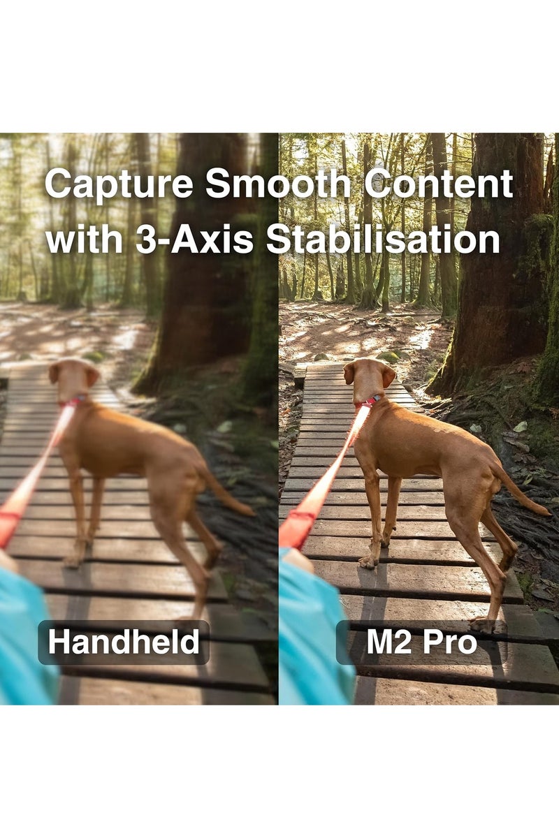 مثبت فيديو Aochuan M2 Pro للهواتف الذكية، عصا سيلفي وحامل ثلاثي القوائم، تتبع الجسم بالذكاء الاصطناعي، ضوء مغناطيسي، مثبت محمول وقابل للطي لأجهزة iPhone وAndroid للتدوين بالفيديو ويوتيوب وتيك توك وإ - Image 3