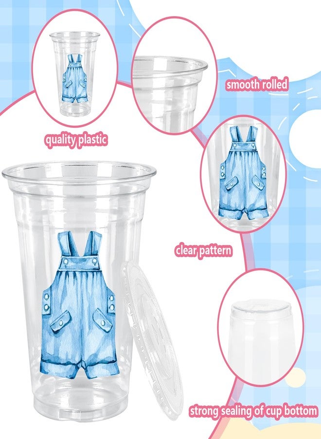JarThenaAMCS أكواب بلاستيكية من JarThenaAMCS، 60 قطعة، مع أغطية وماصات، سعة 12 أونصة، بألوان مائية زرقاء ووردية، مناسبة لحفلات الكشف عن جنس المولود. أكواب للاستخدام مرة واحدة لحفلات استقبال المولود الجديد. - Image 3
