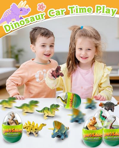 Tonberless 4 Pack Dinosaur Pull Back Cars Toddler Easter Basket Stuffers Gifts Party Favors Prefilled Easter Eggs Fillers with Toys Inside Filled for Kids Teens Boys Girls - Image 5