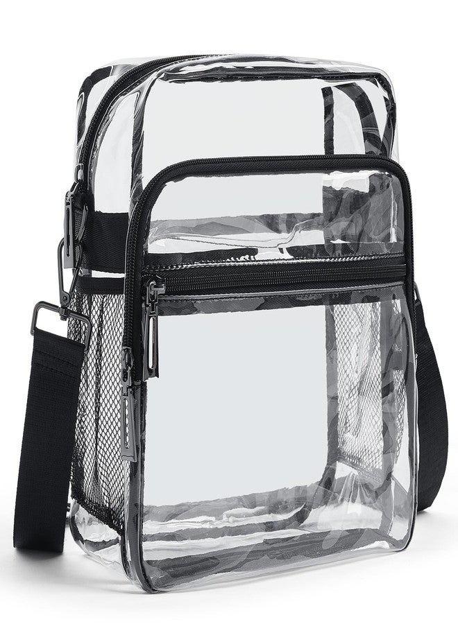LATMAP Clear Bag for Stadium Events 12x6x12 Clear Tote Bag Lunch Bag, Handbag Purse Bag for Work Sports Festival,Black - Image 1