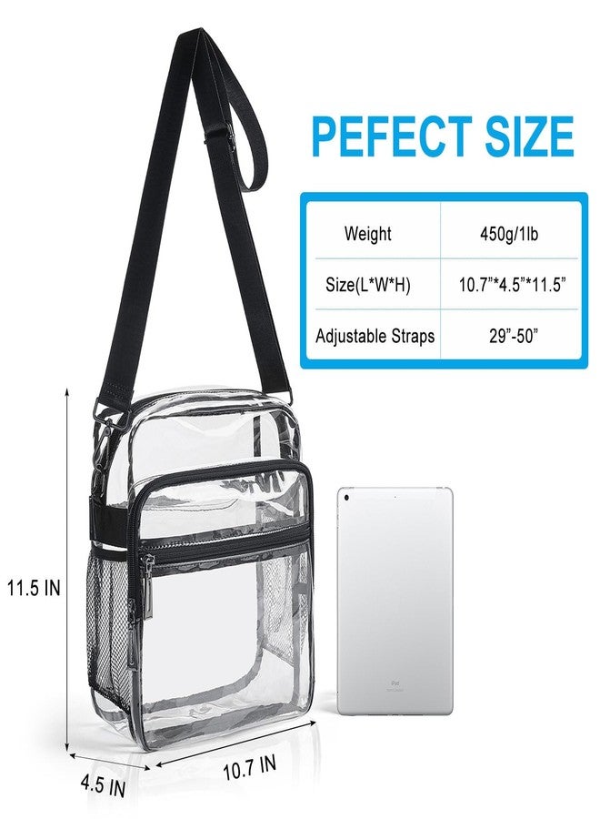 LATMAP Clear Bag for Stadium Events 12x6x12 Clear Tote Bag Lunch Bag, Handbag Purse Bag for Work Sports Festival,Black - Image 4