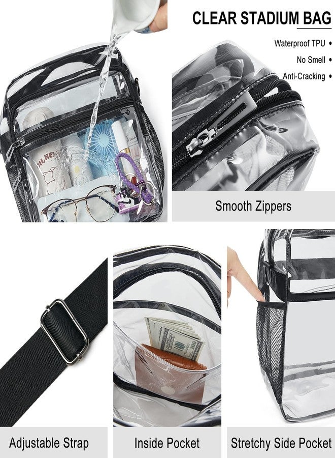 LATMAP Clear Bag for Stadium Events 12x6x12 Clear Tote Bag Lunch Bag, Handbag Purse Bag for Work Sports Festival,Black - Image 5