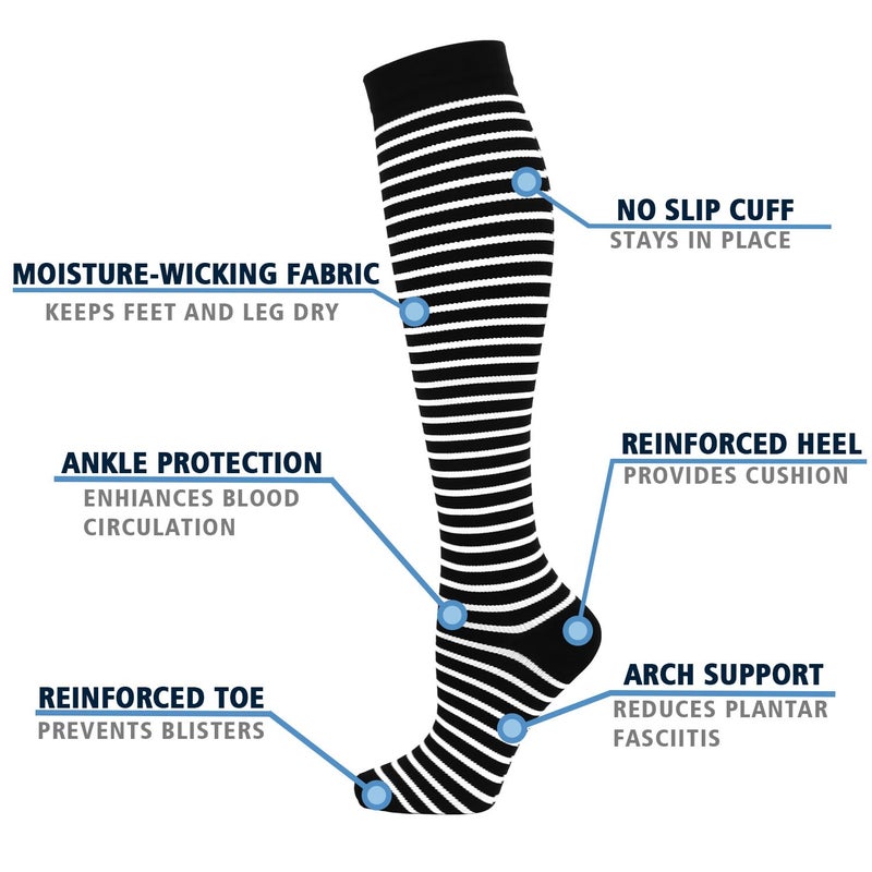 Double Couple 6 Pairs Compression Socks for Men Women 20-30mmhg Wide Calf Compression Sock for Sports Circulation - Image 2