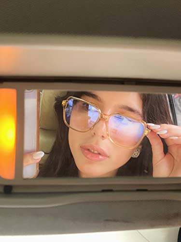 VISOONE Oversized Blue Light Blocking Glasses with Chic Square TR90 Frame and Metal Temple for Women Men REMY - Image 3