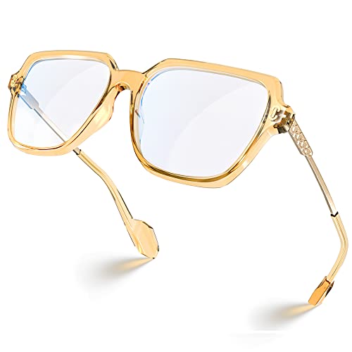 VISOONE Oversized Blue Light Blocking Glasses with Chic Square TR90 Frame and Metal Temple for Women Men REMY - Image 1