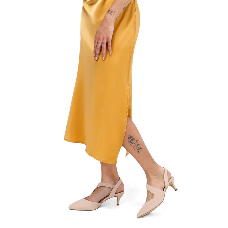 mysoft Women's Dress Shoes Low Heels 2 inch Kitten Pumps Slingback Wedding Party Medium/Wide Width Shoes Nude - Image 2
