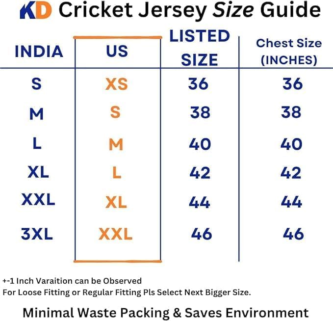 KNK Cricket India Jersey T20 WC 2024 Fan Supporter T-Shirt Cricket Team Uniform Kids to Adult (US, Numeric, 40, Regular, Regular, Plain) - Image 4