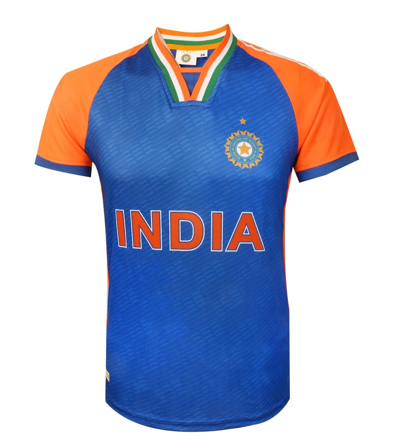 KNK Cricket India Jersey T20 WC 2024 Fan Supporter T-Shirt Cricket Team Uniform Kids to Adult (US, Numeric, 40, Regular, Regular, Plain) - Image 1