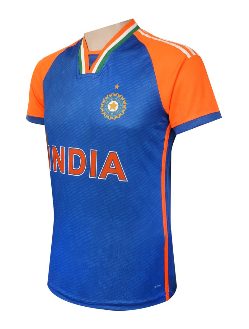 KNK Cricket India Jersey T20 WC 2024 Fan Supporter T-Shirt Cricket Team Uniform Kids to Adult (US, Numeric, 40, Regular, Regular, Plain) - Image 2