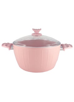 Homemaker 9-Piece Farah Cookware Set - Tempered Glass Lids - 3 Deep Pots - 1 Low Pot - 1 Frypan - Non-Stick Ceramic Surface - PFOA Free - Pink  - Image 5