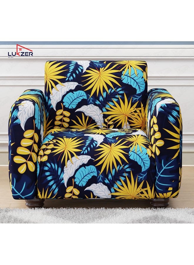 Lukzer 5 Seater Yellow Flower Universal Sofa Cover 3+1+1 Seater | 360° Fully Covered Anti-Slip Washable Couch Cover Protector | 140 GSM Stretch Fit Polyester + Spandex Slipcover (SC-018-05) - Image 4