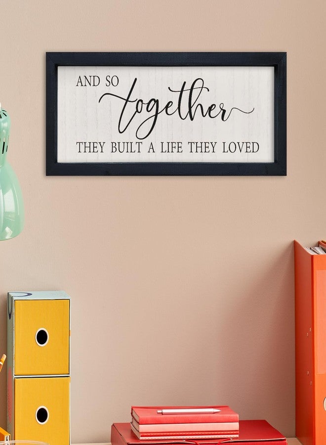 comurdyo And So Together They Built a Life They Loved Wall Sign Decor 16"×6" Above Bed Master Bedroom Wood Framed Hanging Wall Art (Black) - Image 5