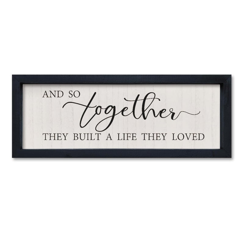 comurdyo And So Together They Built a Life They Loved Wall Sign Decor 16"×6" Above Bed Master Bedroom Wood Framed Hanging Wall Art (Black) - Image 1