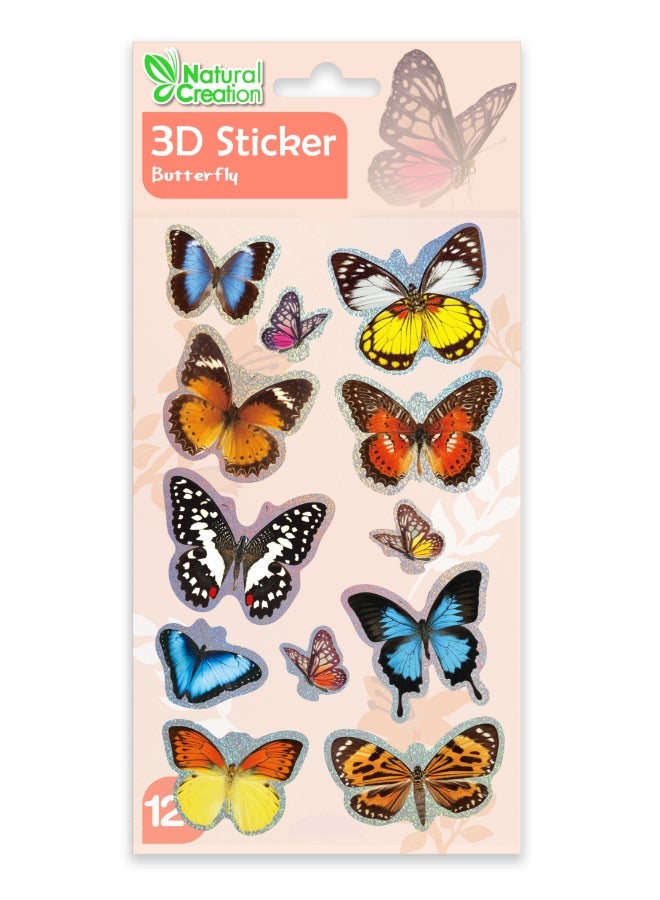 Avenir 3D Stickers 10 pack - Butterfly Multicolour | These beautiful and realistic-looking 3D stickers pop out to showcase a gorgeous collection. | ages 3+ - Image 2