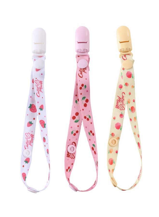 CutiePlusU Adult Size Pacifier Clips 3 Packstrawberries Cherries And Peaches - Image 2