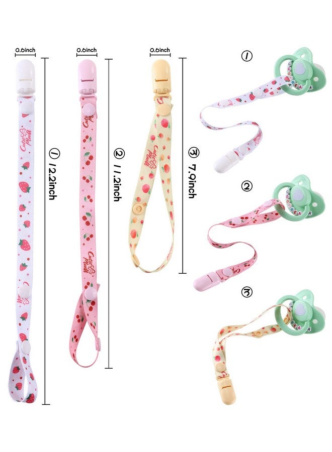 CutiePlusU Adult Size Pacifier Clips 3 Packstrawberries Cherries And Peaches - Image 5