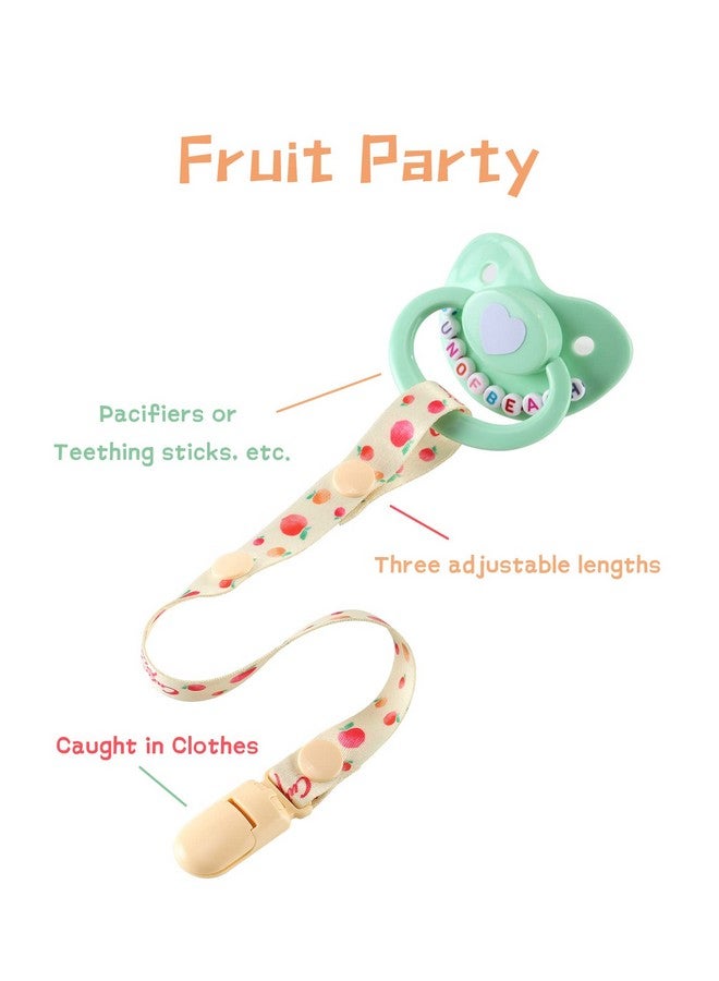 CutiePlusU Adult Size Pacifier Clips 3 Packstrawberries Cherries And Peaches - Image 3