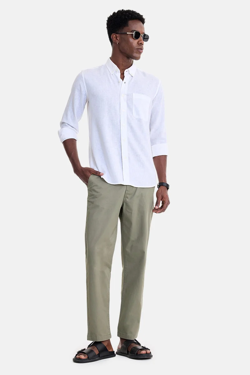 SNITCH Light Green Solid Regular Fit Casual Chinos