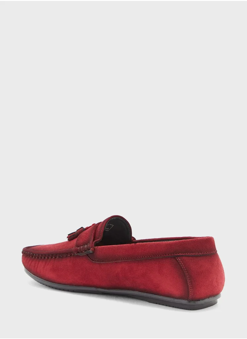 Robert Wood Tassel Detail Faux Suede Loafers