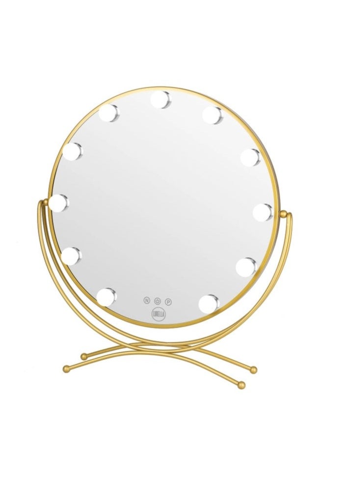 Arabest Makeup Mirror Makeup Vanity Mirror with Lights, Touchscreen Dimmable LED Light for Bedroom Table Top Dressing Table (Gold)  - Image 1