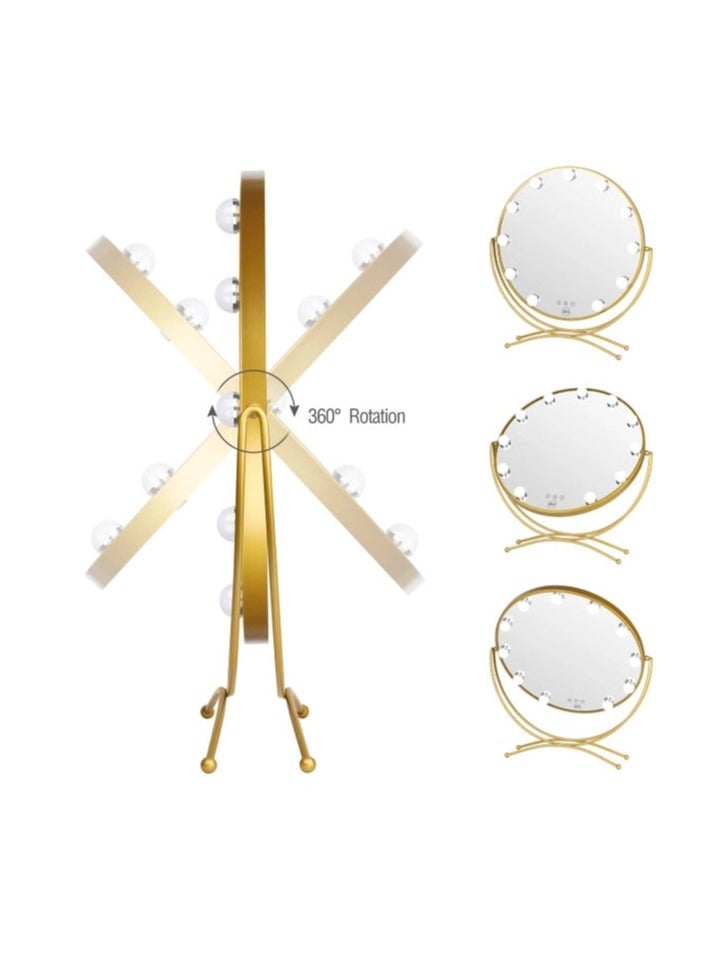 Arabest Makeup Mirror Makeup Vanity Mirror with Lights, Touchscreen Dimmable LED Light for Bedroom Table Top Dressing Table (Gold)  - Image 2