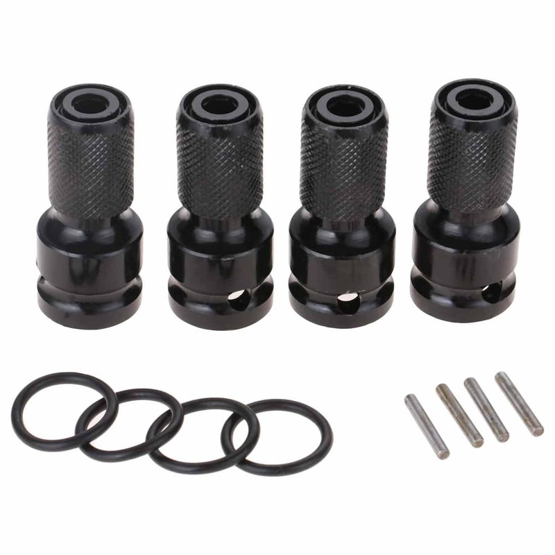 UPTODATETOOLS 4PCS 12Inch Square Drive to 14Inch Hex Female Socket Adapter Converter Chuck Adapter Quick Change Impact Adapter for Air and Electric Wrench - Image 1