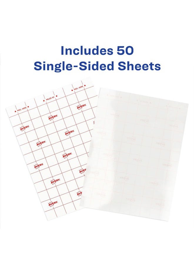 AVERY أوراق الترقق ذاتية اللصق من أفيري 73601، 9 × 12 بوصة، لاصق دائم، 50 ورقة ترقيق شفافة - Image 5