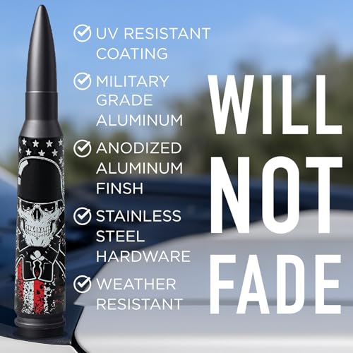 EcoAuto 50 Cal Badass Bullet Antenna® Fits Chevy Silverado & GMC Sierra Truck Accessories — Short Replacement Antenna for Trucks — Chevy Silverado 1500 Accessories — Ditch The Whip & Upgrade Your Truck - Image 3