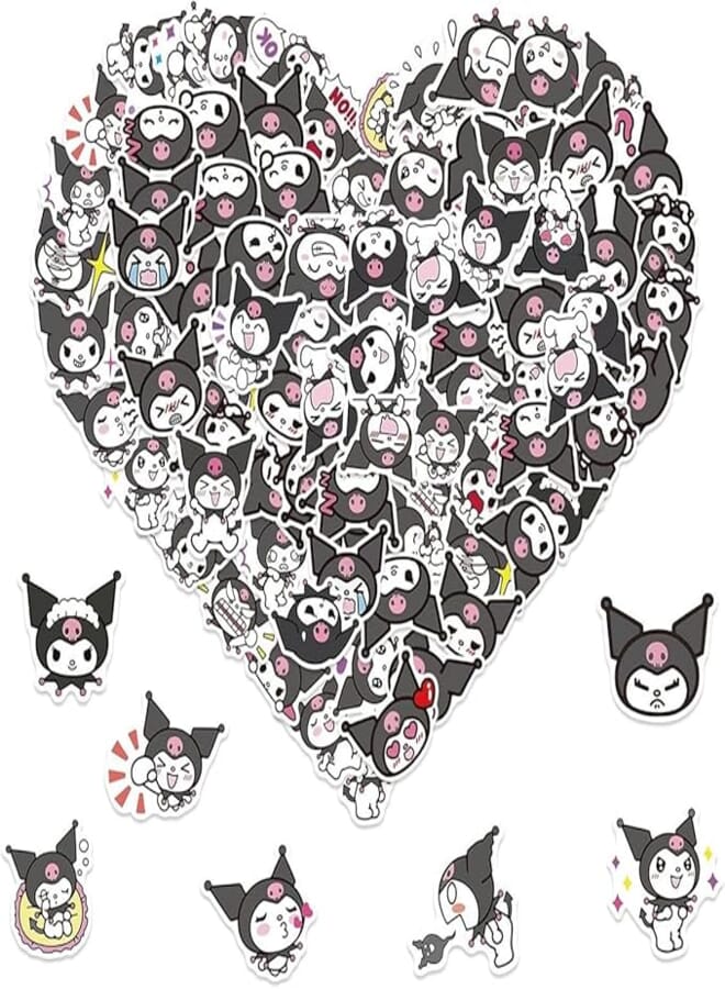 fashion mania 50pcs Cute Cartoon Kuromi Stickers for Kids Teens, Kawaii Kuromi Stickers Vinyl Waterproof Stickers for Skateboard Laptop Luggage Fridge DIY Decal (50Kuromi)